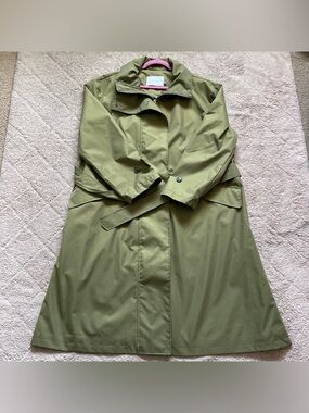NWT Rebecca Minkoff Olive Green Belted Trench Coat w/ Side Slits Women's Size L